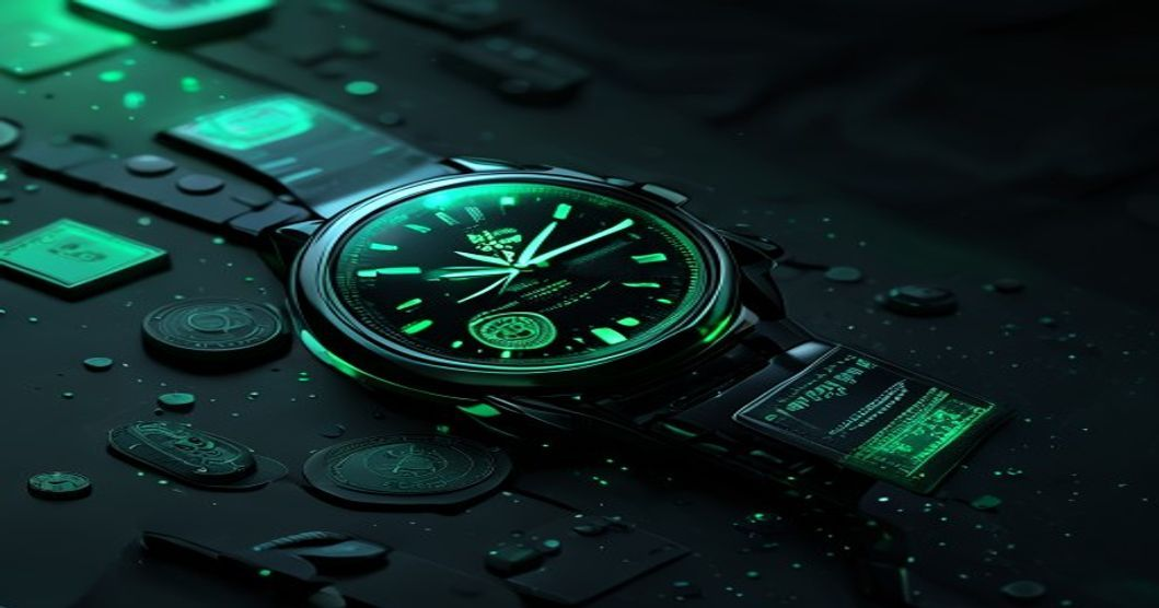 Apple Watch Ultra 3 prize reward with glowing coins and tickets on dark slate background